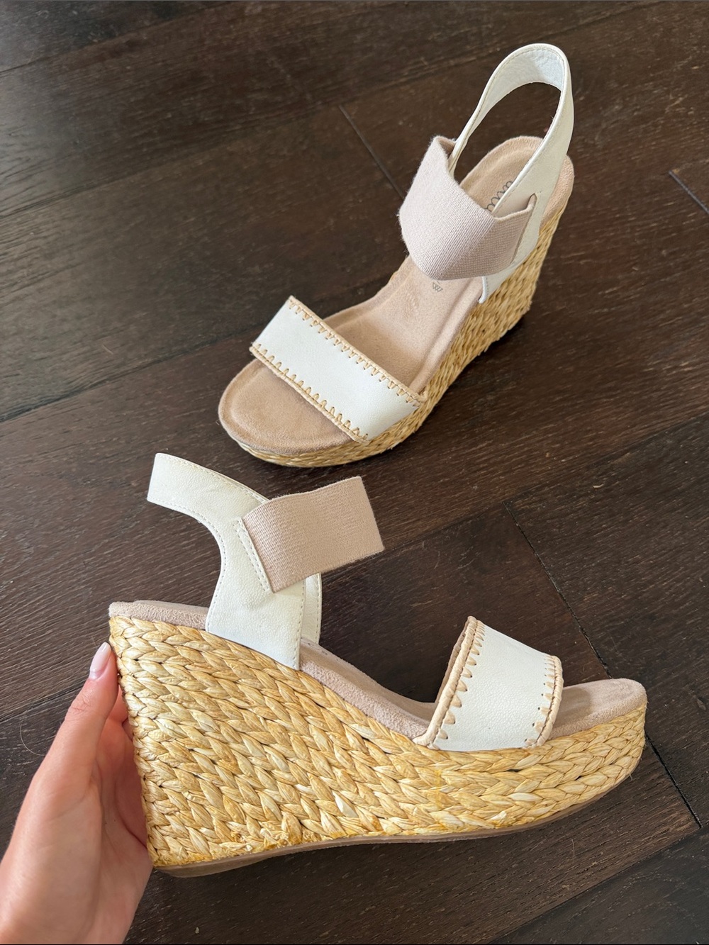 Altard State Woven Espadrille Wedge Sandals in Cream and Tan Size 7.5